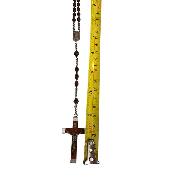 RARE French Lourdes Rosary Prayer Wood Beads Mary Jesus Crucifix Holy Vail - Picture 4 of 8